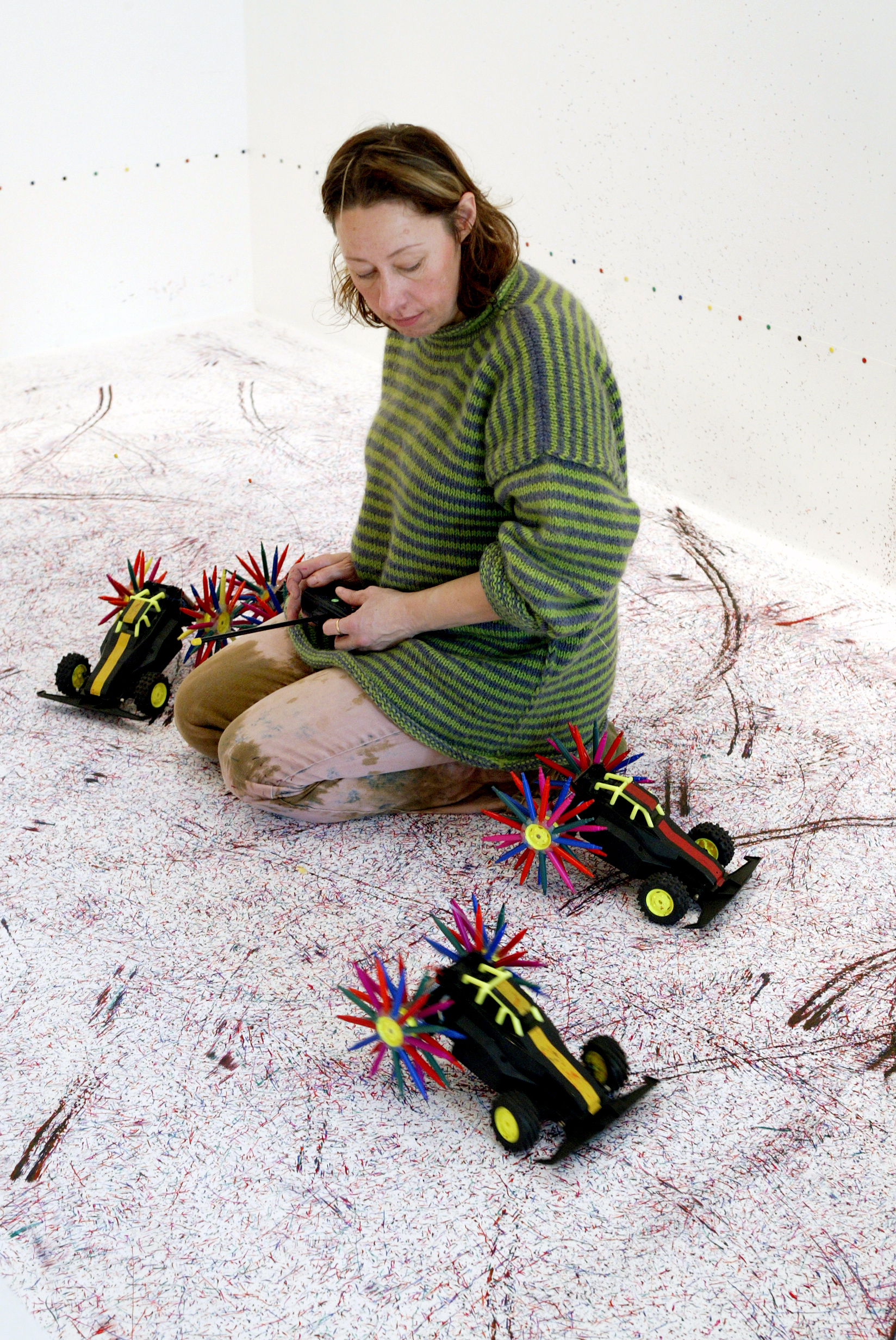 portrait of Artist Emma Churchill working in studio 