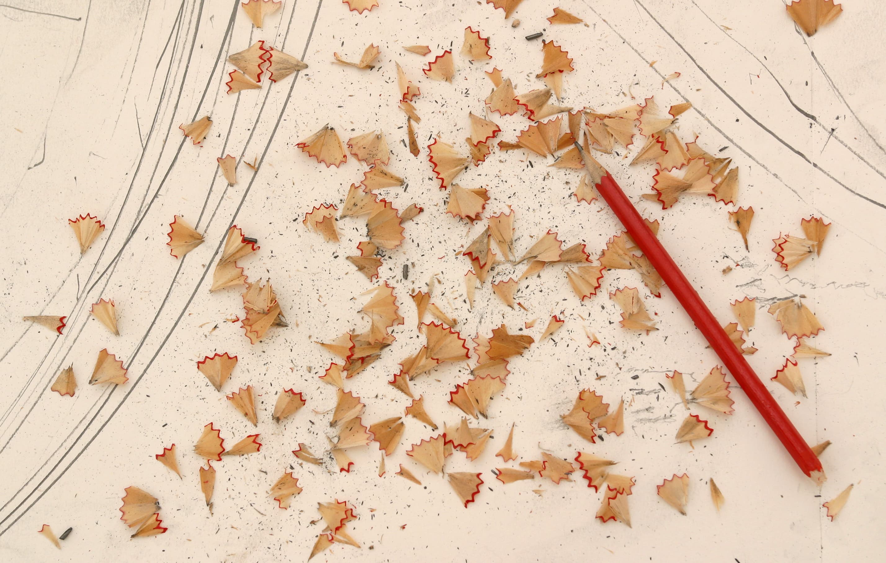Emma Churchill Art - close up of red pencil shavings