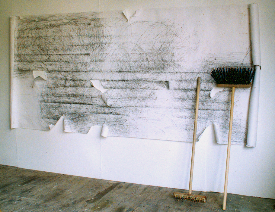 a broom constructed with pencils by artist Emma Churchill